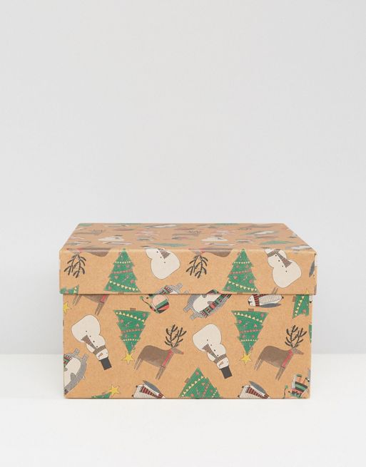 Paperchase - Grande boîte cadeau motif personnages de Noël