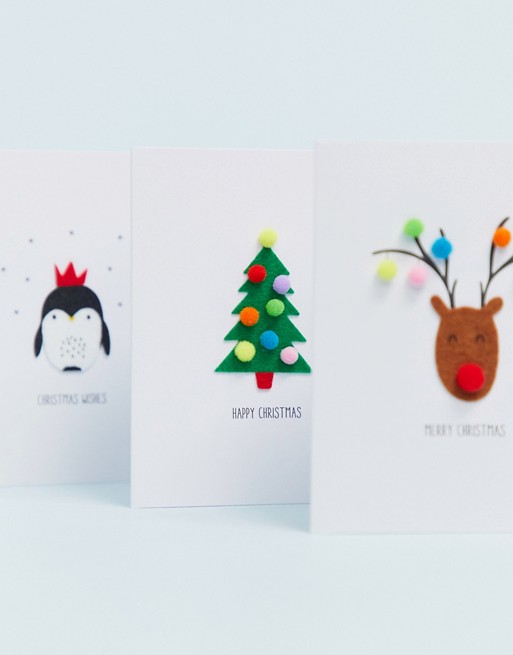 Paperchase pom pom Christmas cards- 12 pack