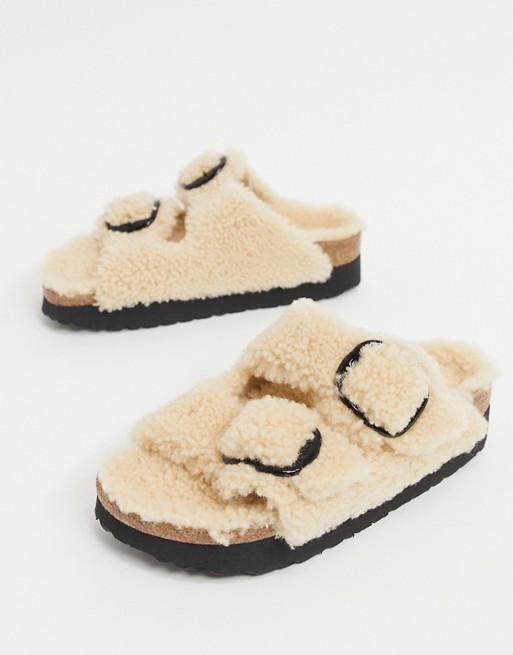 Papillio Arizona Big Buckle flatform sandals in teddy