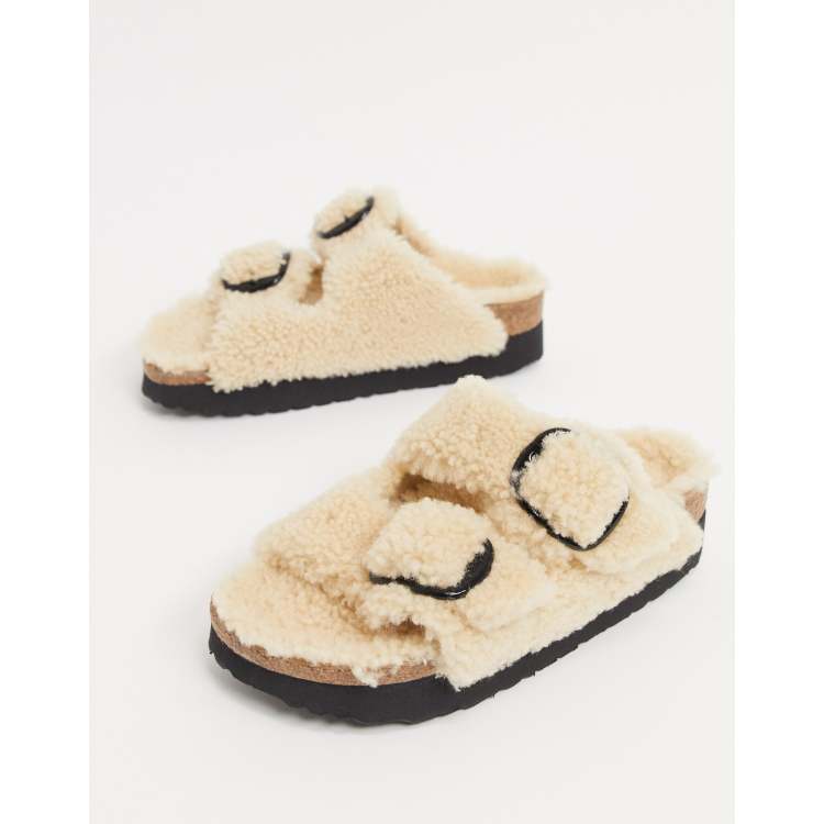 Birkenstock Arizona Big Buckle Shearling Teddy Eggshell