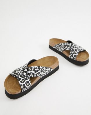 leopard birkenstock style sandals