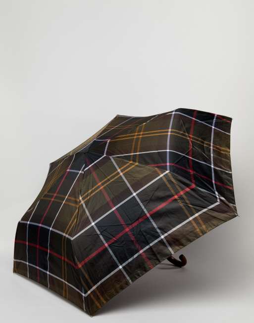 Paraguas a cuadros escoceses clásicos en verde Barbour | ASOS