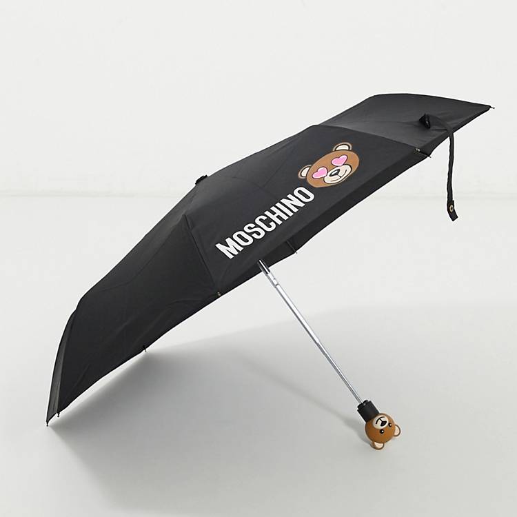 Mujer Accesorios de Paraguas de Paraguas con logo estampado Moschino de Tejido sintético de color Negro 
