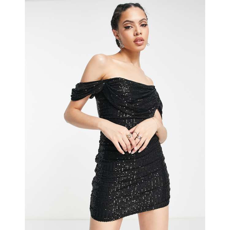 Sequin black outlet mini dress