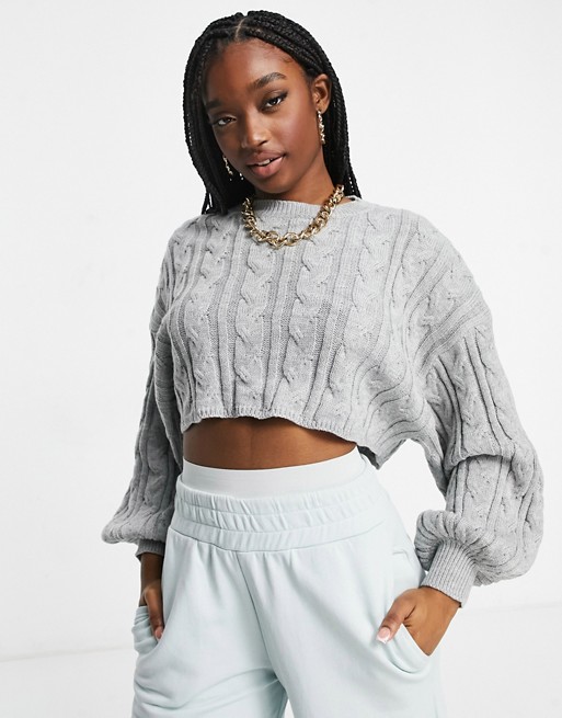 Parallel Lines cable knit jumper co-ord in grey