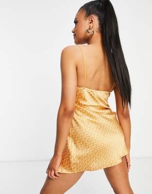 asos burnt orange satin dress