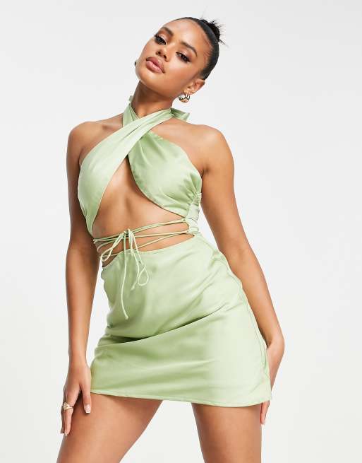 Green shop crossover dress