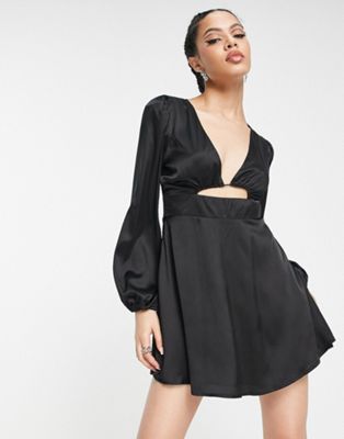 Parallel Lines cut out long sleeve mini dress in black - ASOS Price Checker