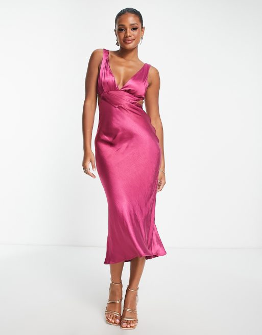 parallel lines satin dress Parallel Lines cut out satin slip midi dress in grape