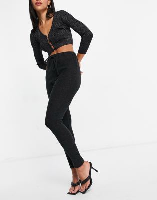 black knit skinny pants