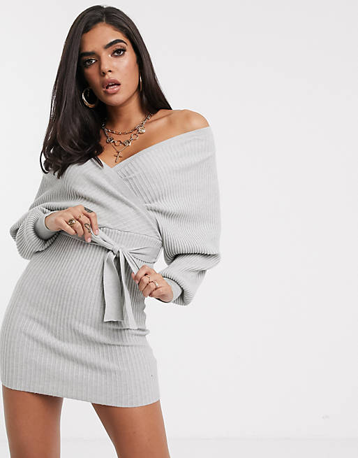 Parallel Lines knitted wrap mini dress with cut out back | ASOS