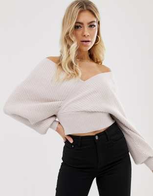 off the shoulder wrap sweater