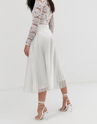 asos white pleated skirt