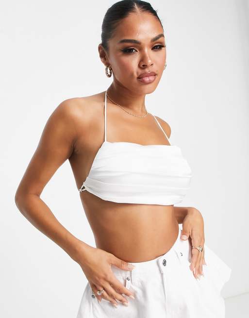 Cream satin sale crop top