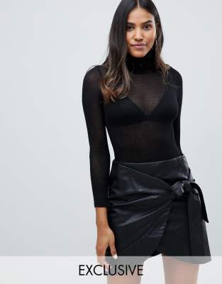 Parallel Lines sheer knit polo neck 