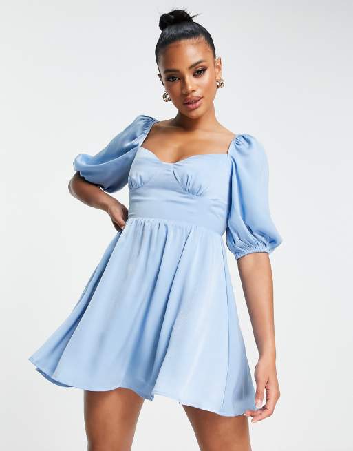 Parallel Lines short sleeve skater dress in blue | ASOS