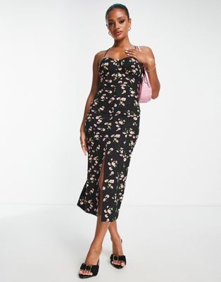 Parallel Lines strappy back midi dress in floral print - ASOS Price Checker