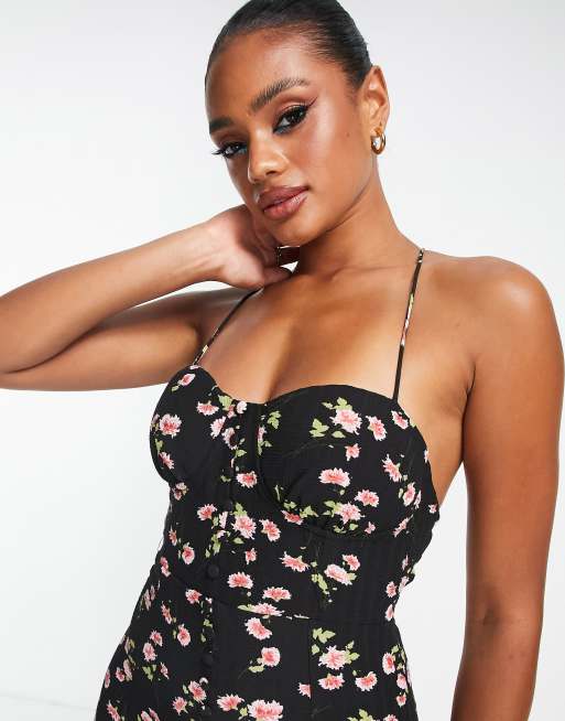 Floral print strappy midi dress - Women