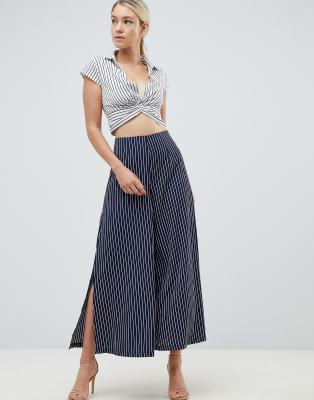 striped parallel pants