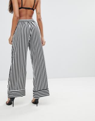 striped parallel pants