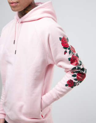 rose on sleeve hoodie