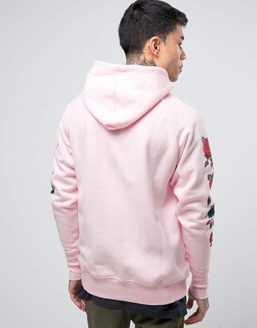 Parca Sweat capuche avec imprim roses sur les manches ASOS