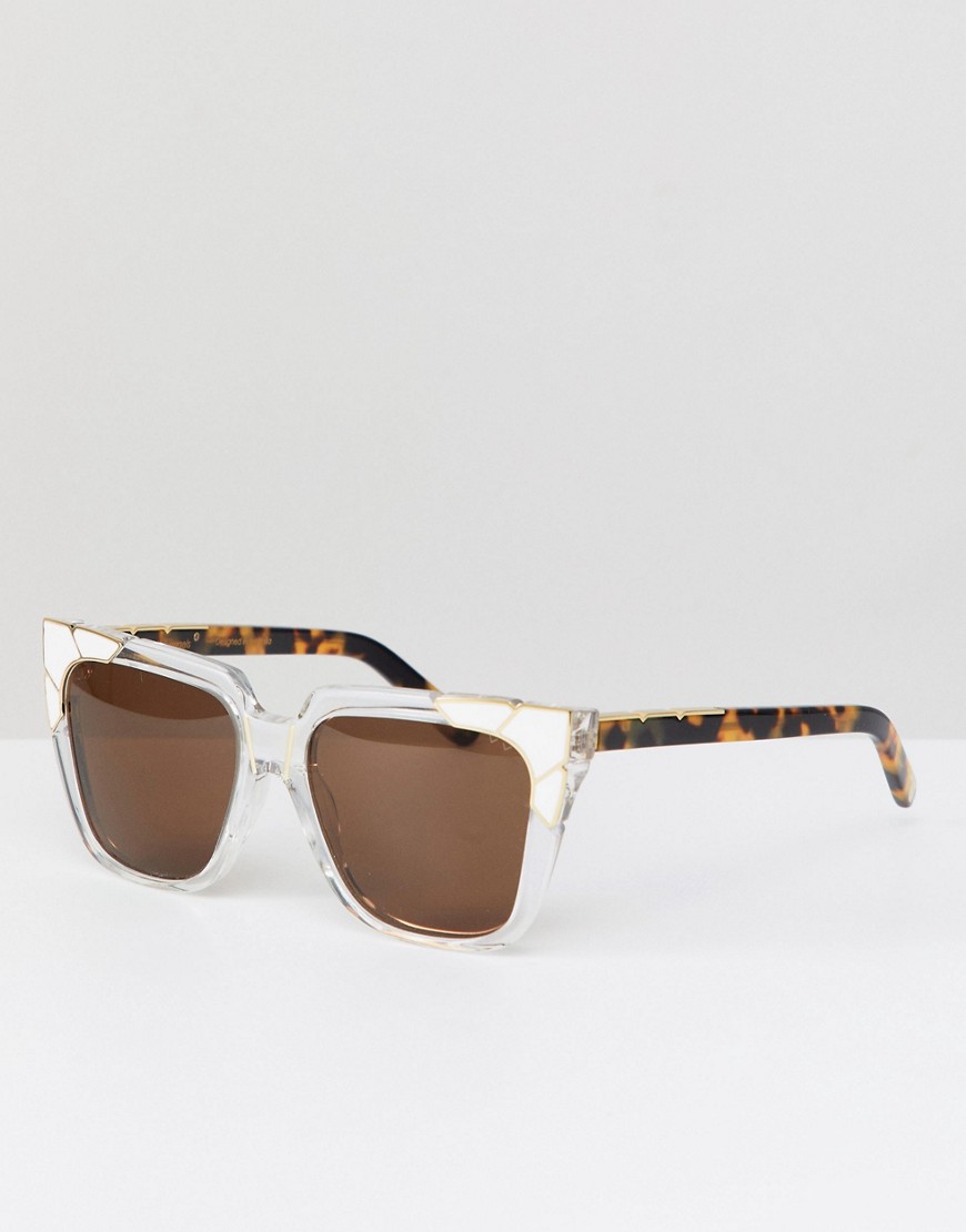 Pared Sunglasses - Pared cat eye solglasögon med genomskinliga glas-guld