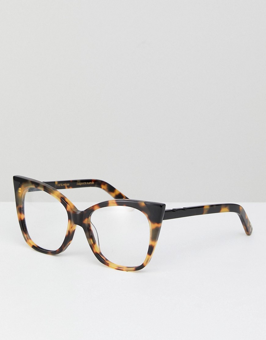 Pared clear lens cat eye glasses in tort-Brown