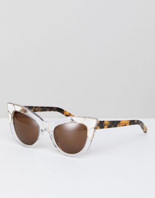 Pared – Vita och guldfärgade cat eye-solglasögon-Genomskinlig