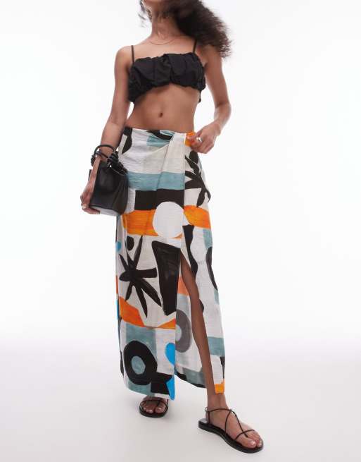 Pareo multicolor con estampado de estrellas color block de Topshop