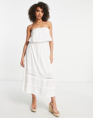 Parisian bandeau maxi dress in white