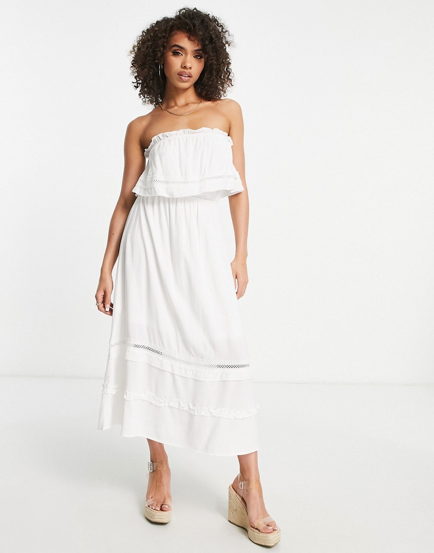 Parisian bandeau maxi dress in white