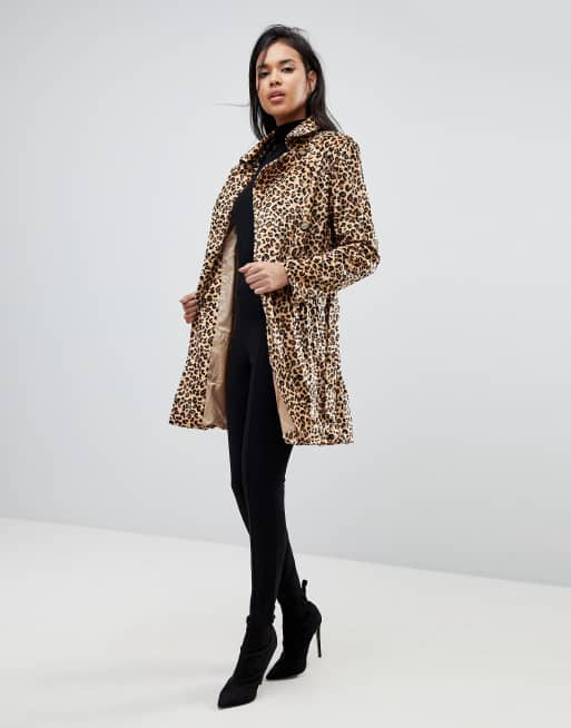 Asos leopard cheap coat