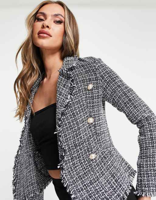 Parisian boucle blazer in monochrome