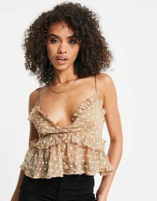 Parisian Parisian bustier crop top with embroidered floral-Pink