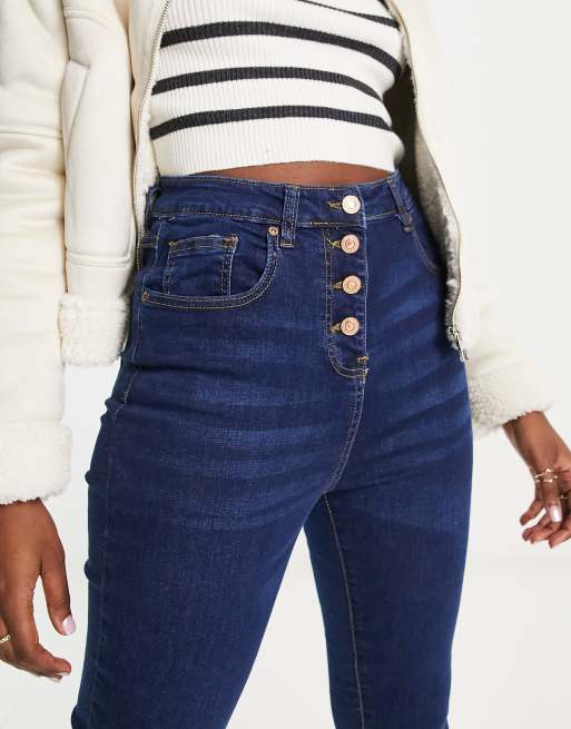 Skinny jeans button store fly