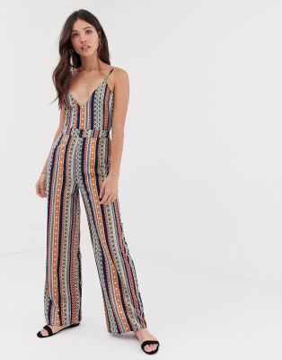 Parisian cami strap stripe jumpsuit-Multi