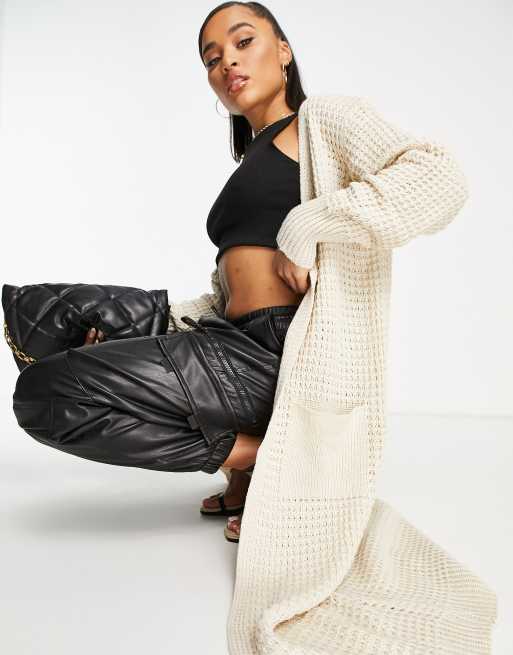 Parisian - Cardigan taglio lungo beige con tasche