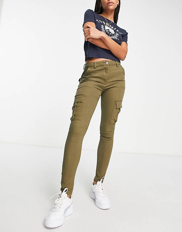 Parisian - cargo skinny jeans in khaki