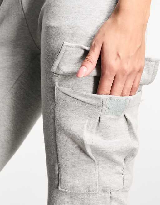 Pull&Bear multi pocket low waist cargo pants in gray