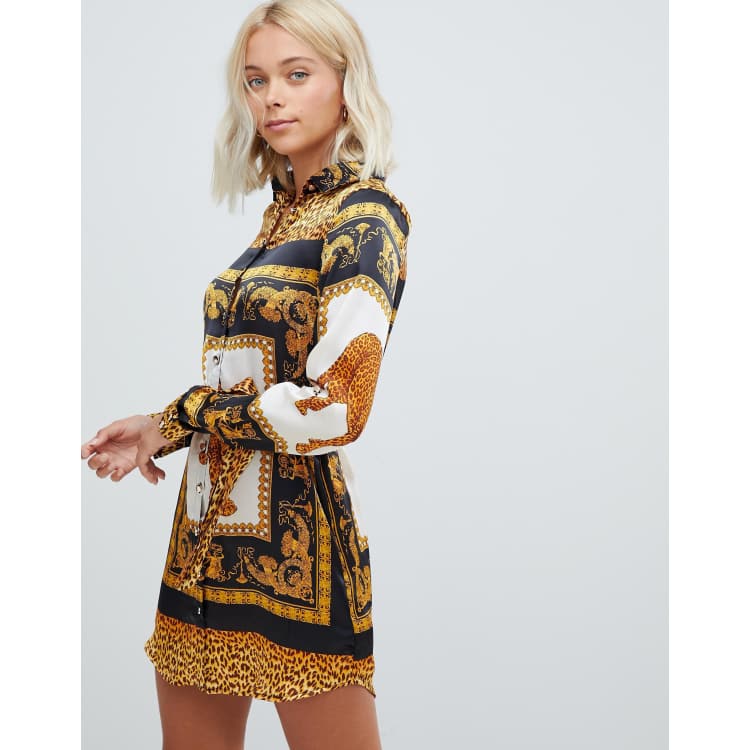 Scarf print hotsell shirt dress