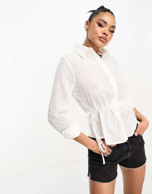 Parisian cinch waist shirt in white | ASOS