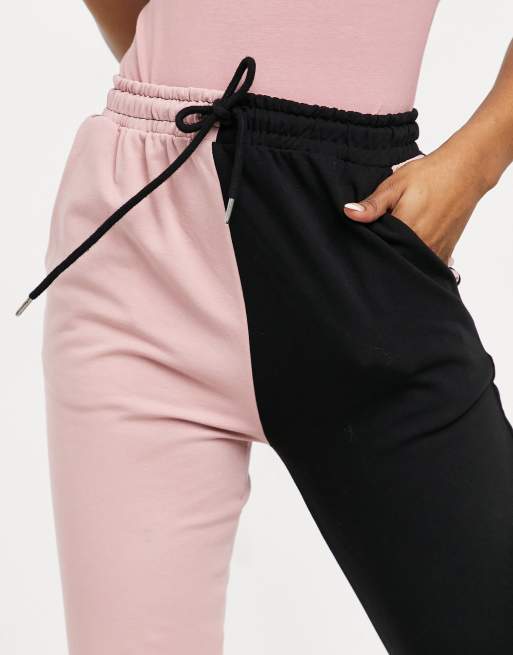 Black and store pink joggers