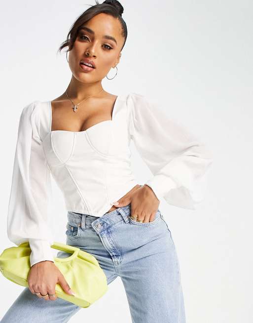 White sheer best sale sleeve top