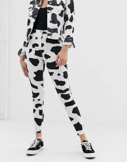 Parisian Cow Print Jeggings, $25, Asos