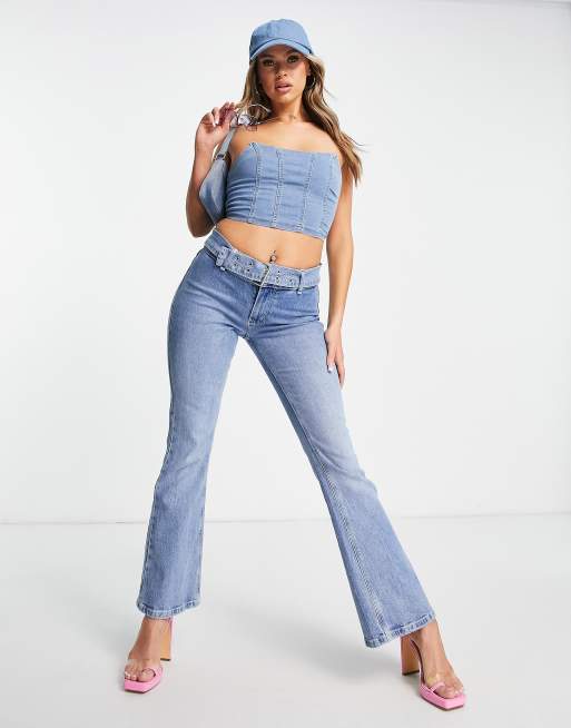 Parisian - Crop top a fascia in denim azzurro | ASOS