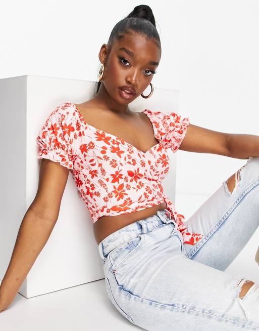 Parisian - Crop top allacciato in vita a fiori