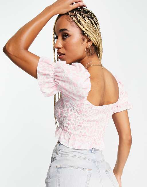 Parisian - Crop top arricciato rosa a fiori in coordinato, 2 di 4