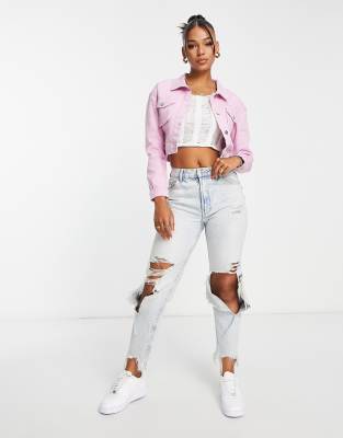 denim jacket with pink top