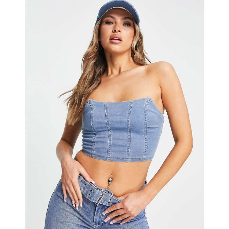 Light blue hot sale strapless top